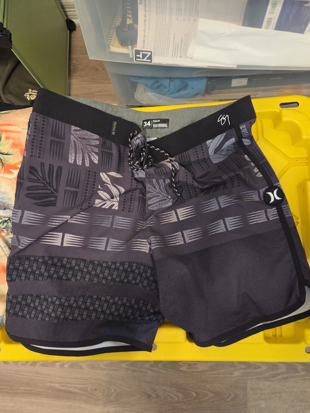 Hurley X Sig Zane Men’s Black & Gray Patterned Board Shorts